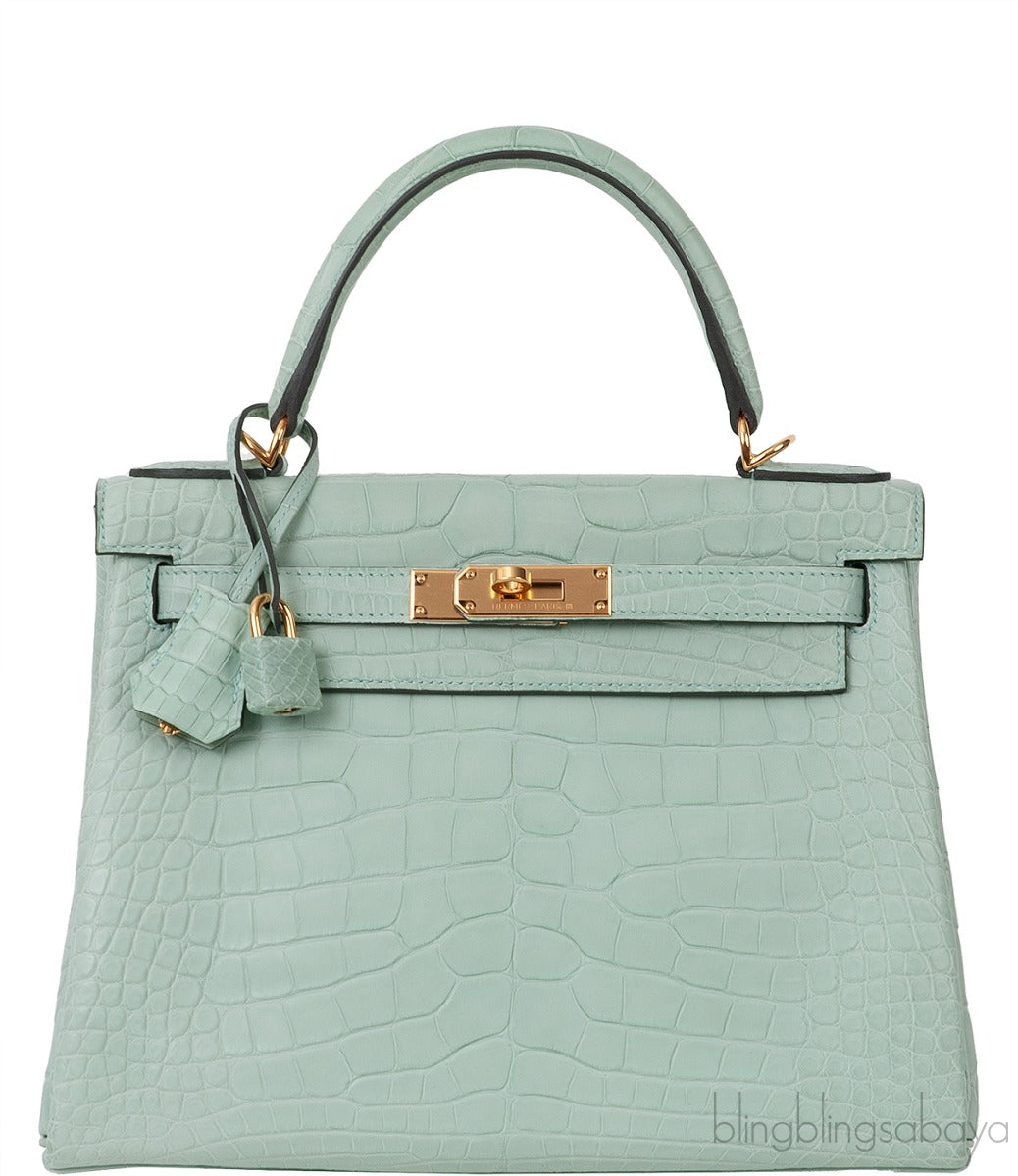 Kelly 28 Vert D\'Eau Matte Crocodile GHW