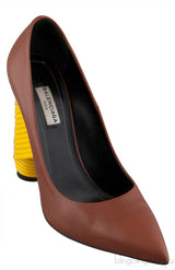 Brown Pointed Toe Braided Heels