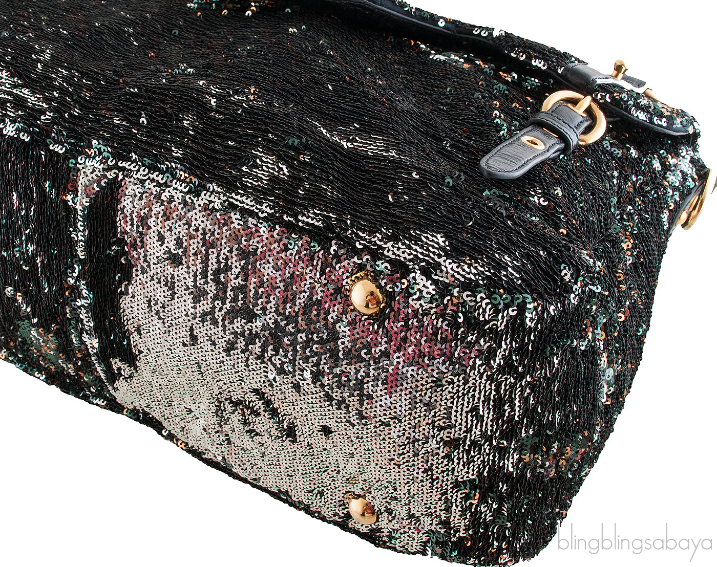 Sequin Black Turn-lock Handle Bag