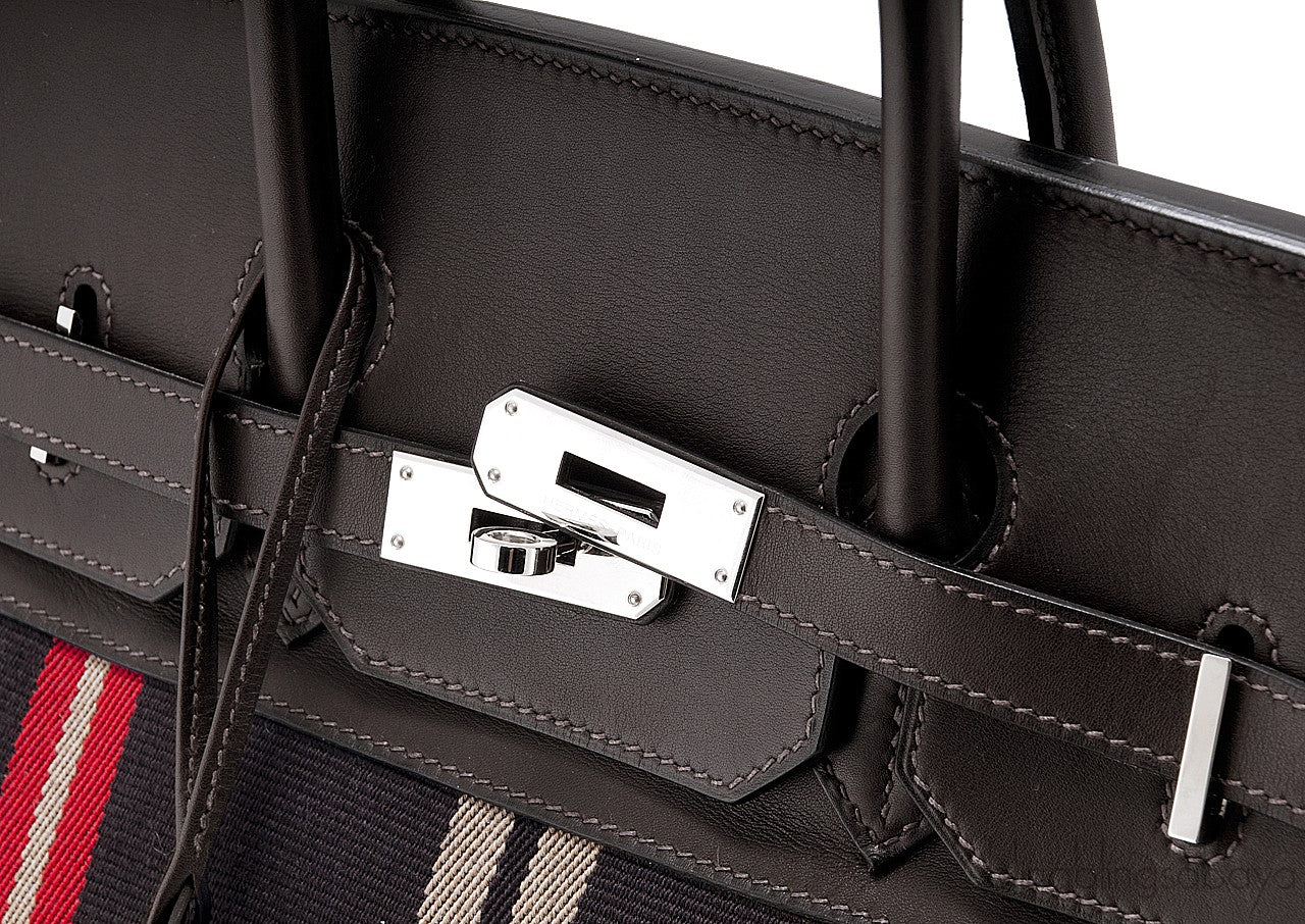 Birkin 35 Ebene Leather & Canvas