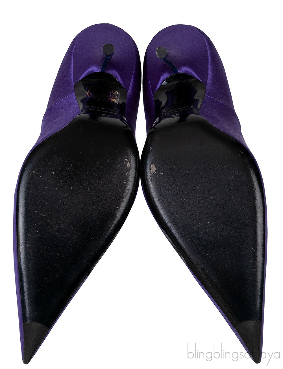 Purple Satin Pointed Toe Heels