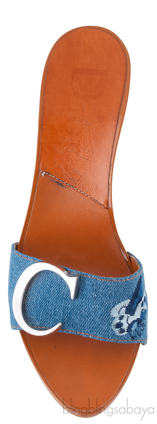 Logo Denim Mule