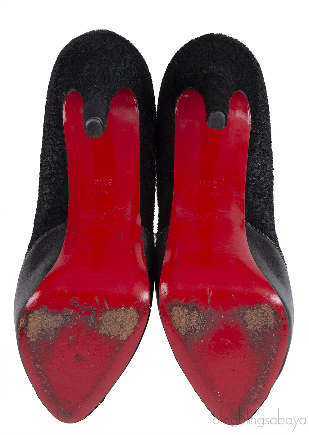 Christian Louboutin Maggie 140 Black Nappa & Pony Heels