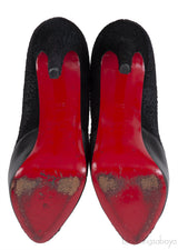 Christian Louboutin Maggie 140 Black Nappa & Pony Heels