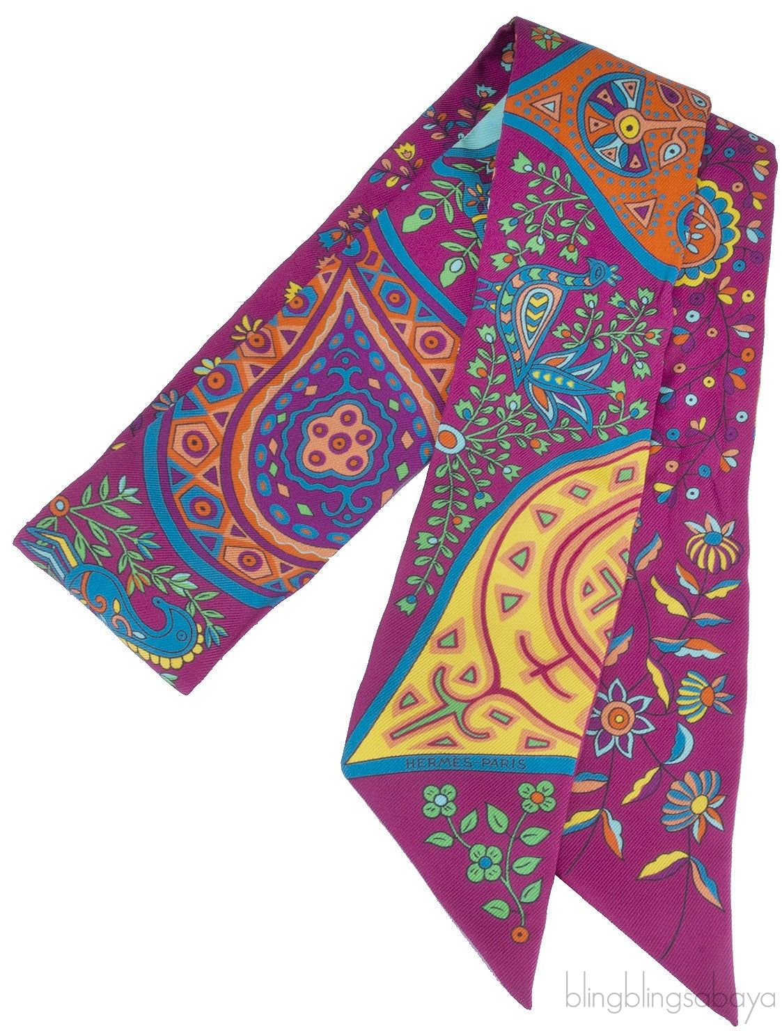 Pink Multicolor Printed Twilly