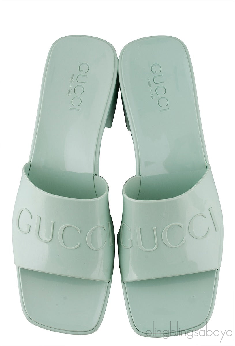 Pastel Green Rubber Slide Sandals