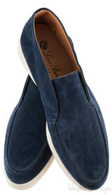 Navy Blue Open Walk Suede Loafer