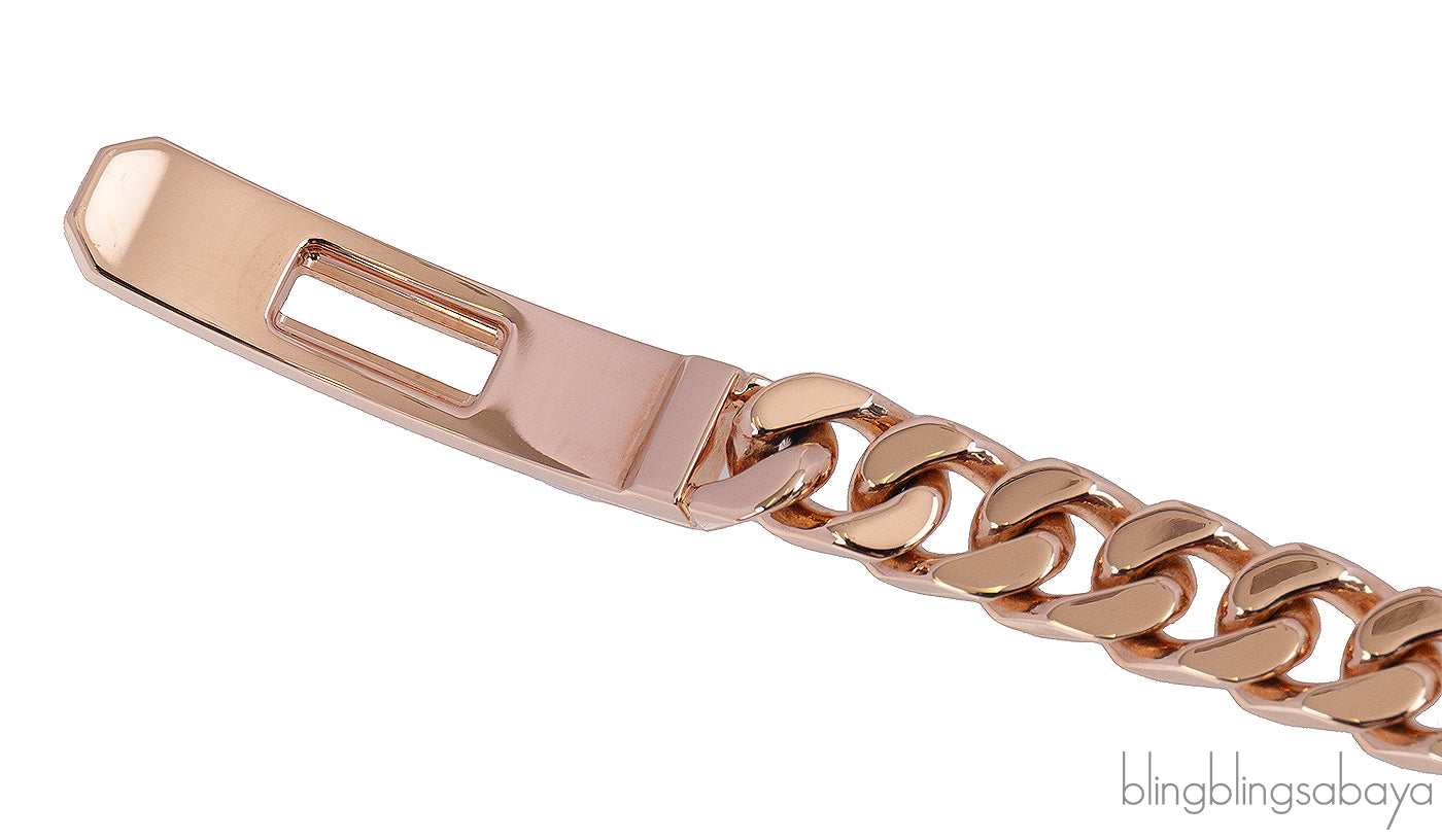 Hermes Kelly Gourmette Link 18k Rose Gold Diamonds Bracelet