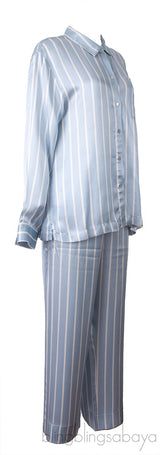 ASCENO Dust Blue Stripe Pajama Set*