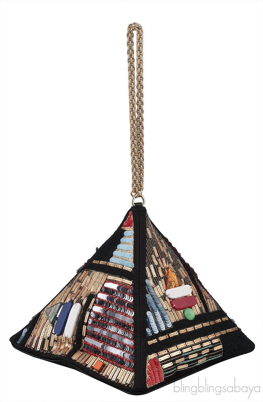 Lambskin/PVC/Glass Pyramid Bag