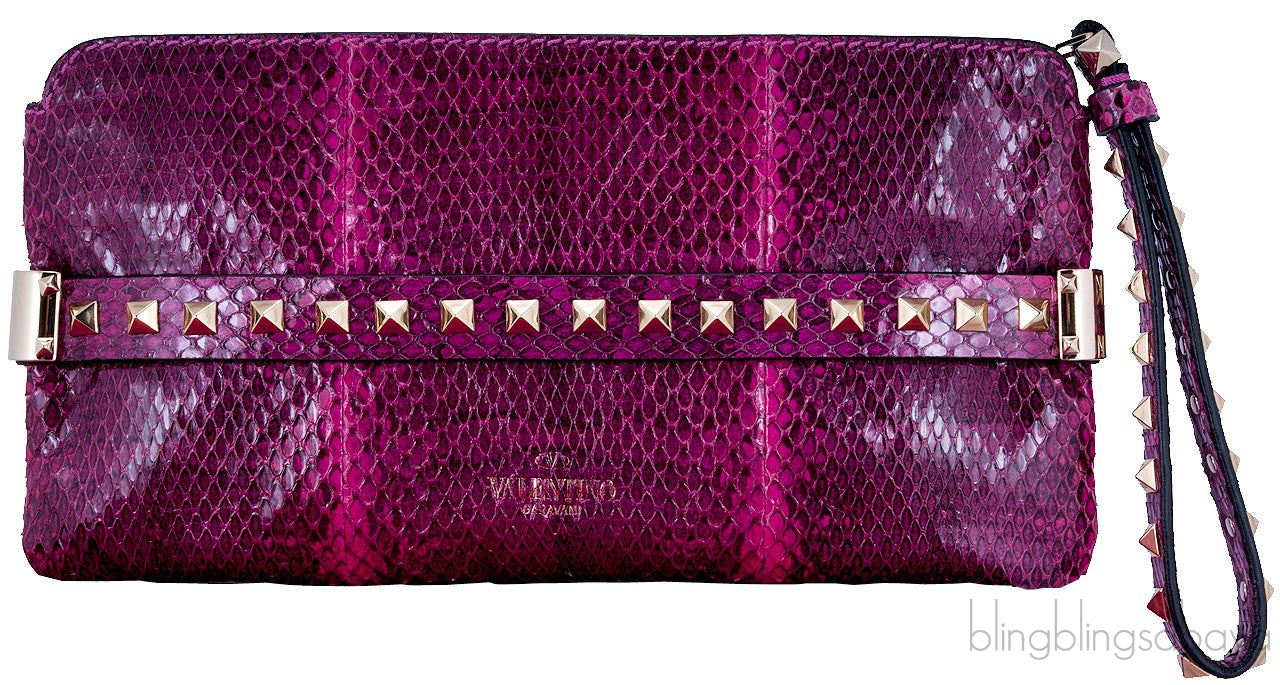 Rockstuds Python Pink Clutch