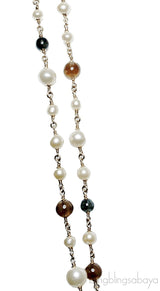 Multi-Color Stones & Pearl Long Neck.