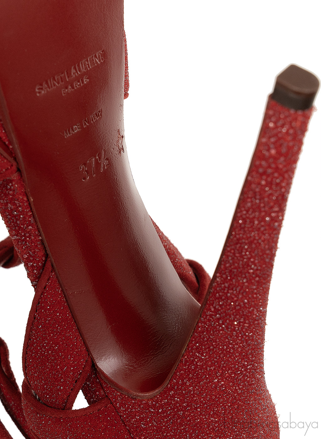 Yves Saint Laurent Red Glitter Finish Tribute Sandals 37.5