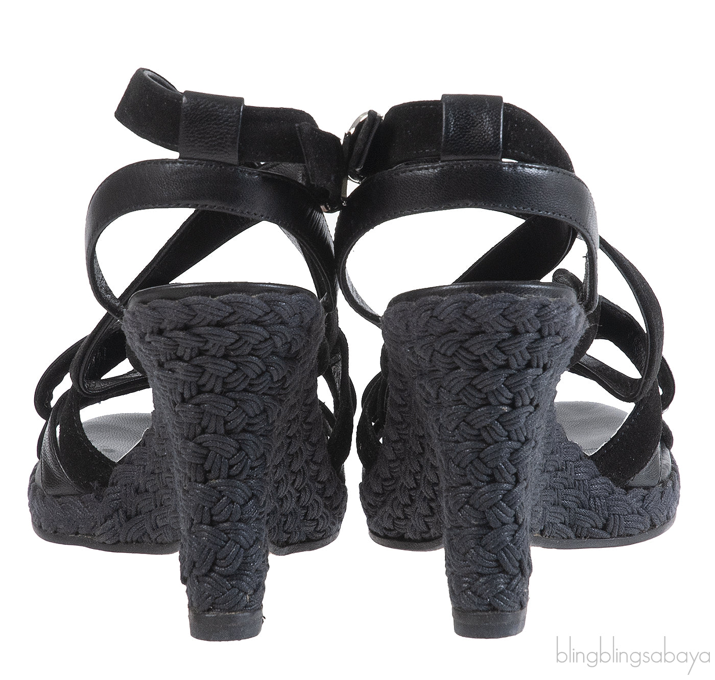 Christian Dior Black Wedge Strappy Heels