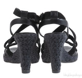 Christian Dior Black Wedge Strappy Heels