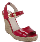 Red Patent Wedge Sandals