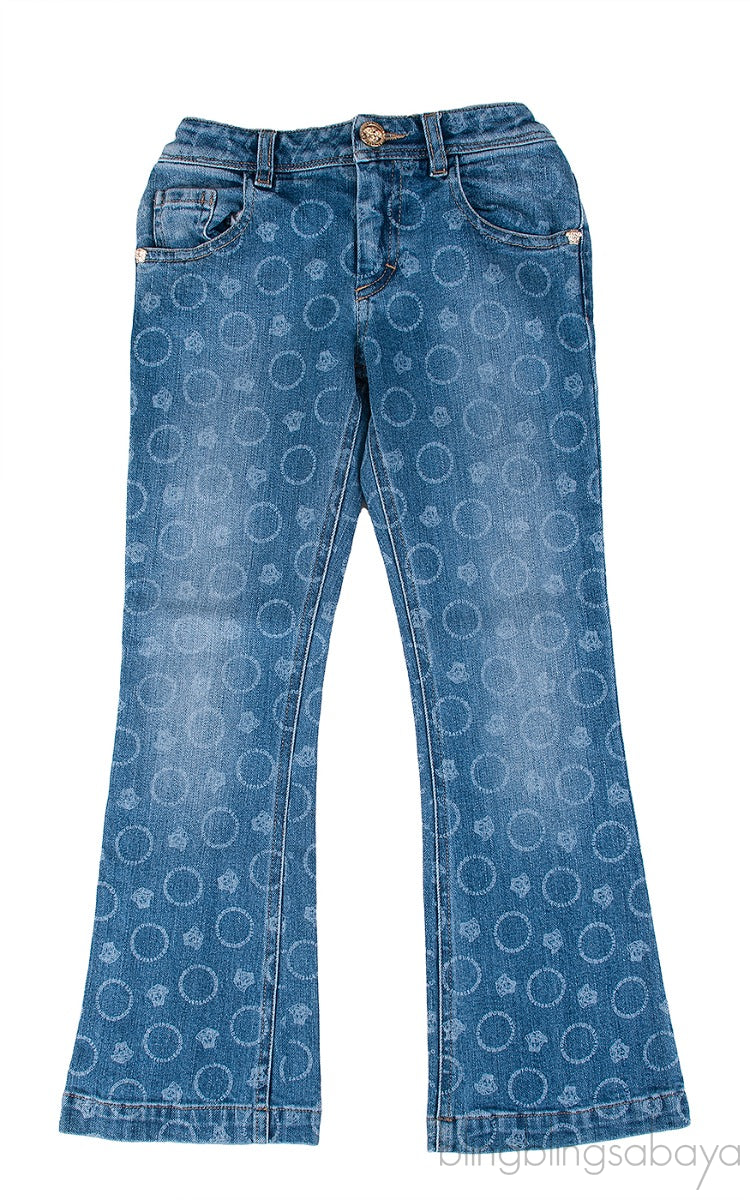 Logo Medusa Pattern Kids Denim Jeans