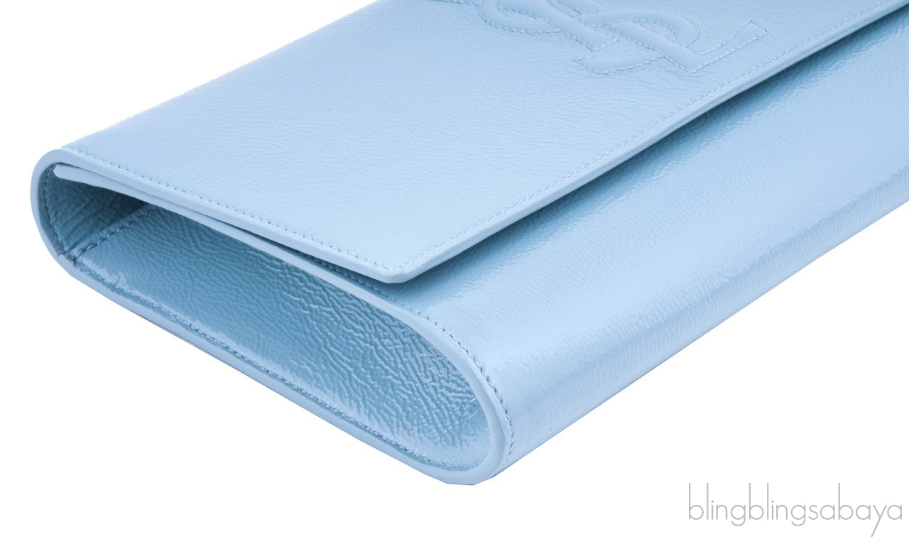 Sky Blue Patent Leather Clutch