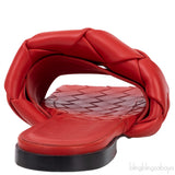 Bottega Veneta Intrecciato Lido Flat Sandals Red