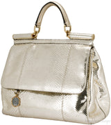 Miss Sicily Metallic Gold Snakeskin Bag