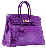 Birkin 35 Purple Crocodile GHW