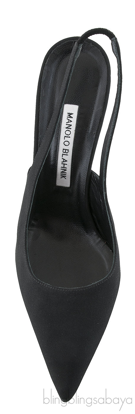 Black Satin Slingback Heels