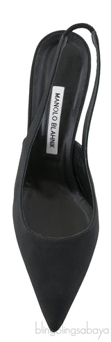 Black Satin Slingback Heels
