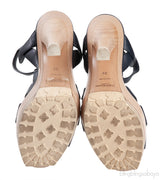 Yves Saint Laurent Blue Leather & Wood Heels Tribute