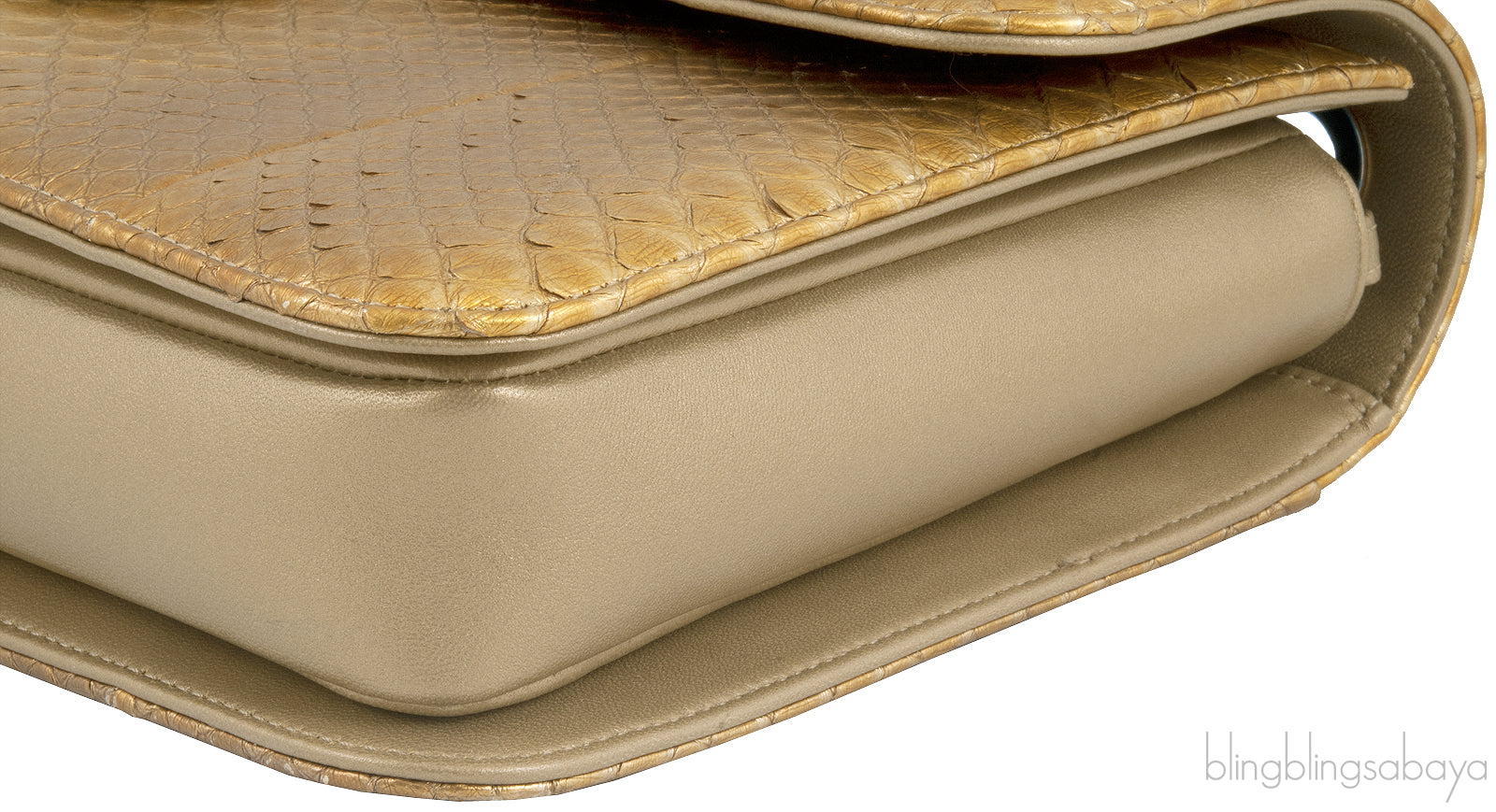 Gold Metallic Python Shoulder Bag