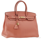 Birkin 35 Rose Tea Taurillon Clem.