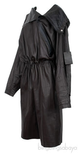 Dark Brown Hoodie Leather Jumpsuit