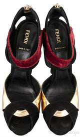 Tri-color Peep Toe Platform Heels