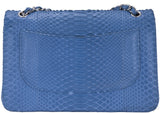 Classic Jumbo Blue Python Flap Bag