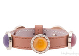 Multi-color Stone Leather Bracelet
