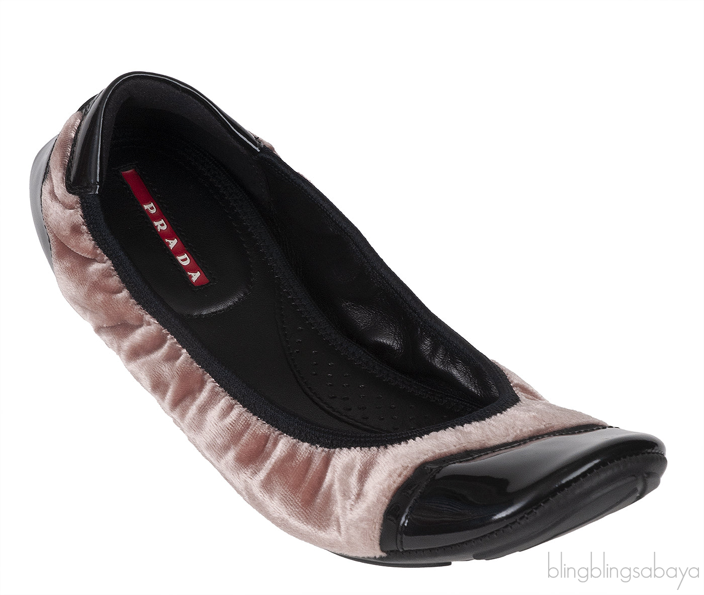 Prada Sport Beige Velvet Ballet Flats