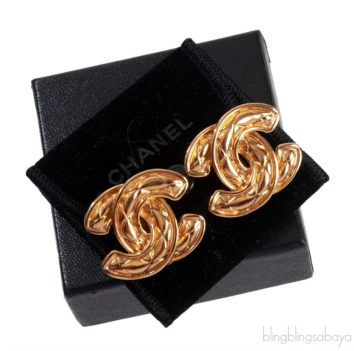 Vintage CC Diamond Quilted Clip Earrings