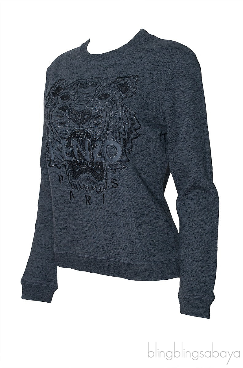 Tiger Embroidered Grey Sweatshirt