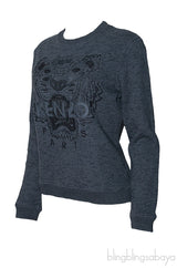 Tiger Embroidered Grey Sweatshirt