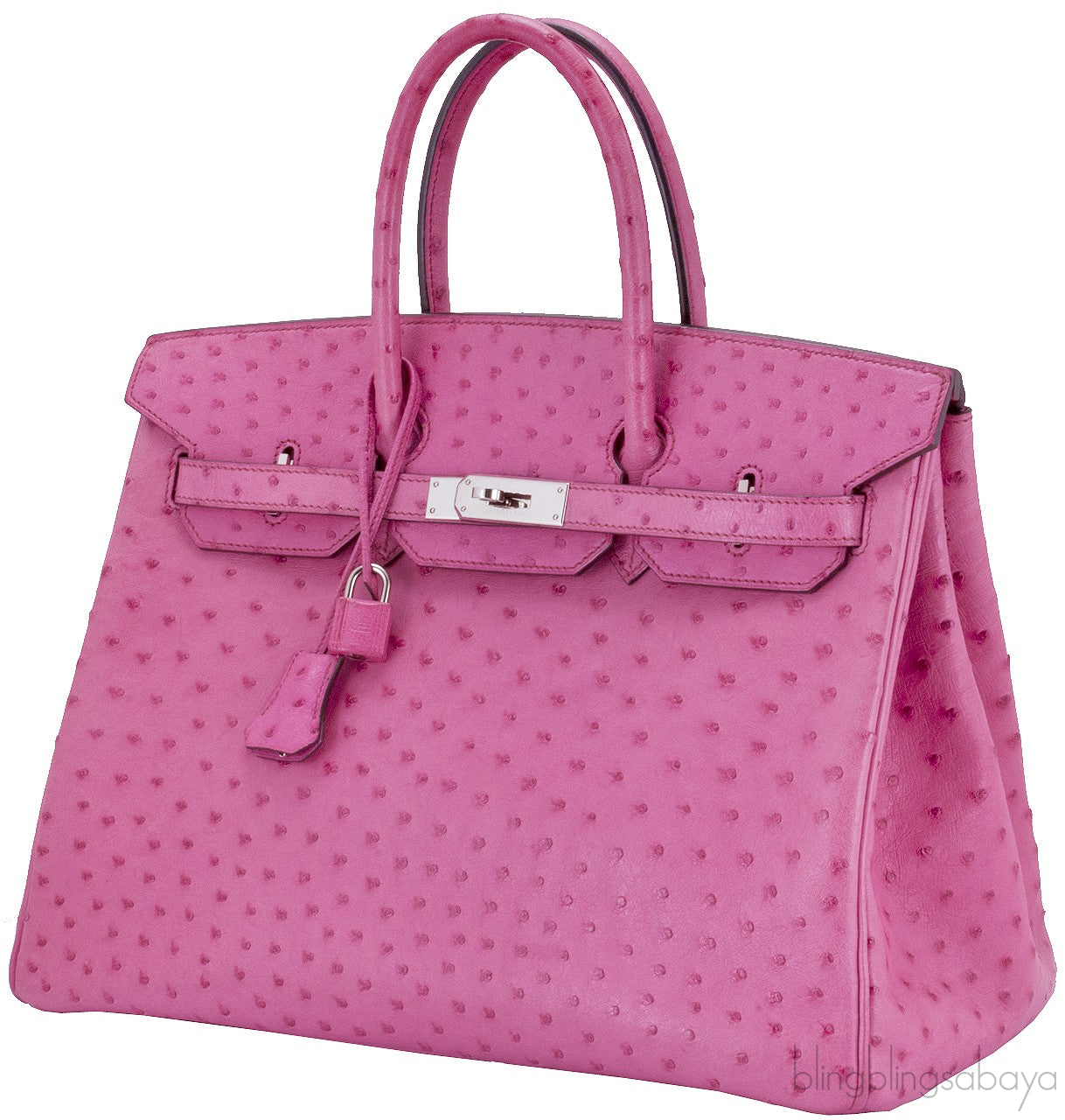 Birkin 35 Ostrich Fuschia Pink PHW
