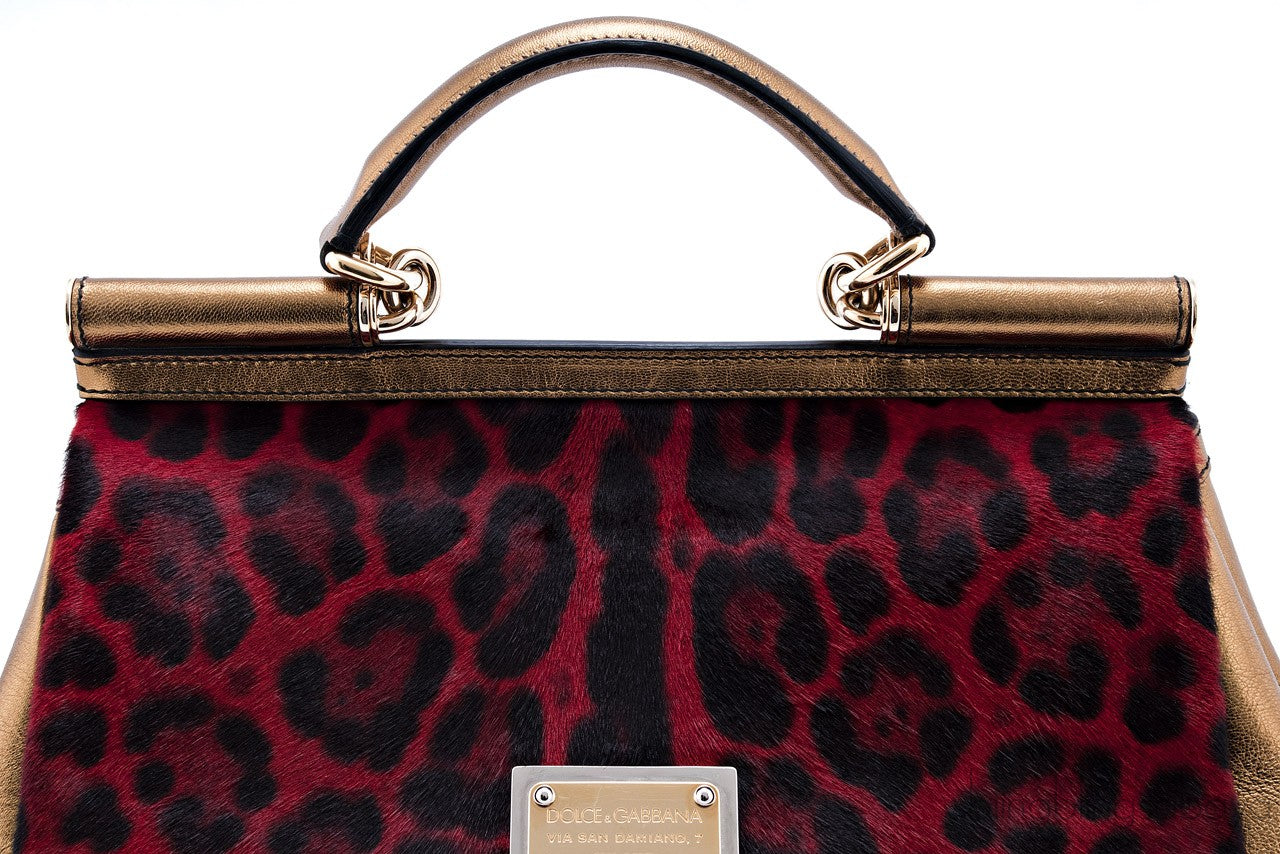 Miss Sicily Satchel Red Leopard