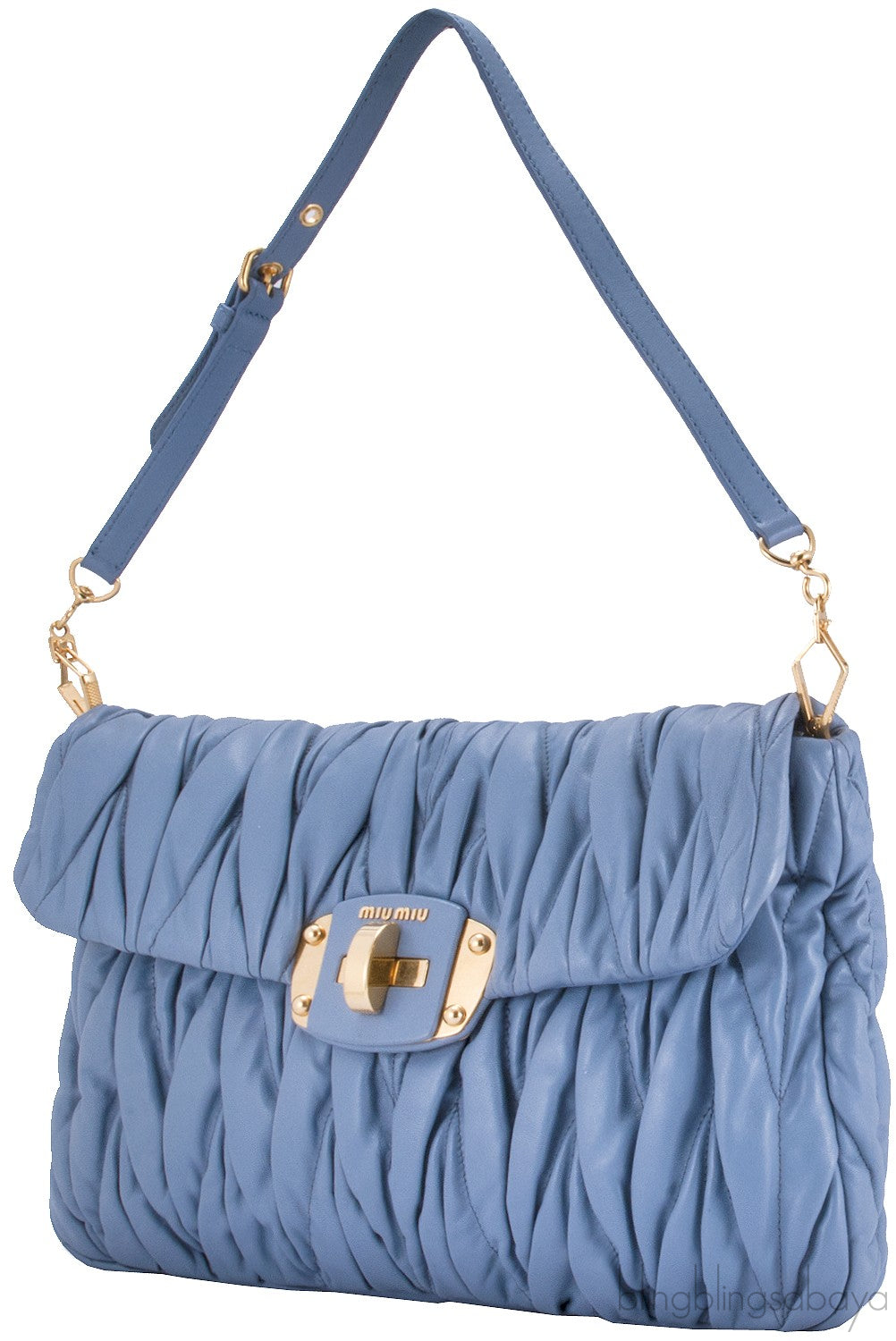 Periwinkle Matelasse Leather Clutch