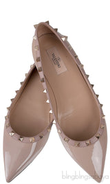 Nude Leather Rockstud Ballet Flat