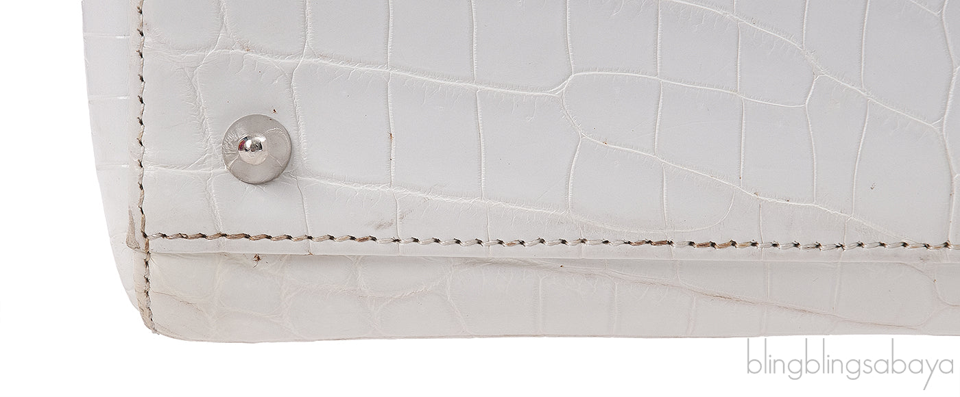 Christian Dior Lady Dior White Printed Crocodile Medium Bag