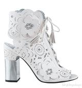 White Floral Laser Cut Heels