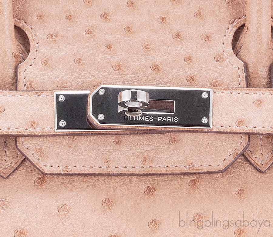 Birkin 30 Ostrich Natural Gold PHW