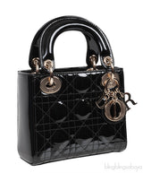 Lady Dior Mini Black Patent Quilted Leather GHW