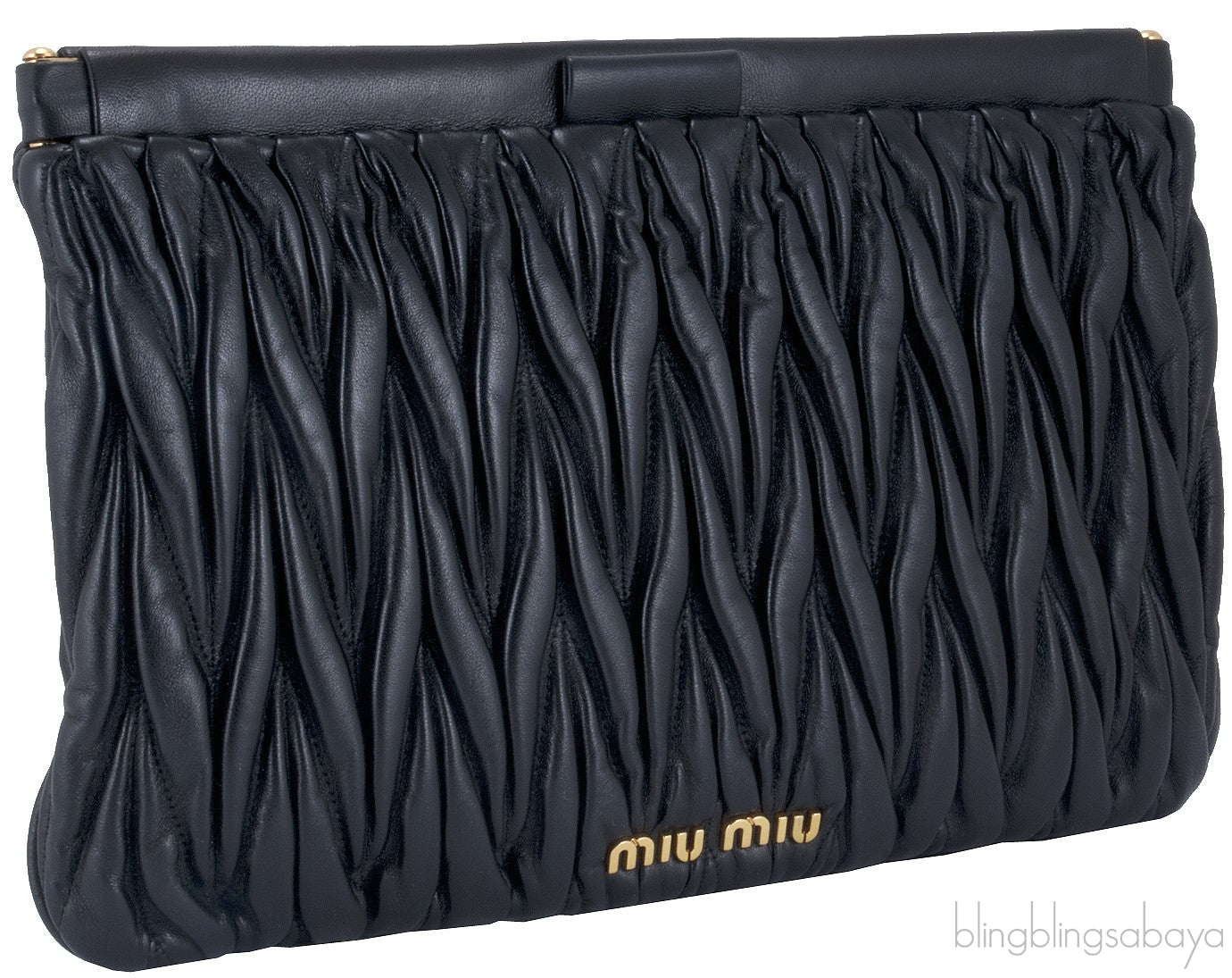 Black Matelasse Leather Clutch