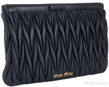 Black Matelasse Leather Clutch