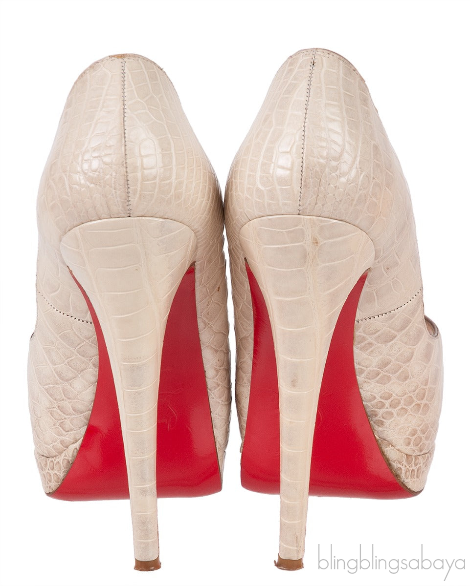 Alabastro Crocodile Peep Toe Pumps