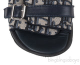 Beige and Black Dior Oblique Technical Kids Jacquard Sandals